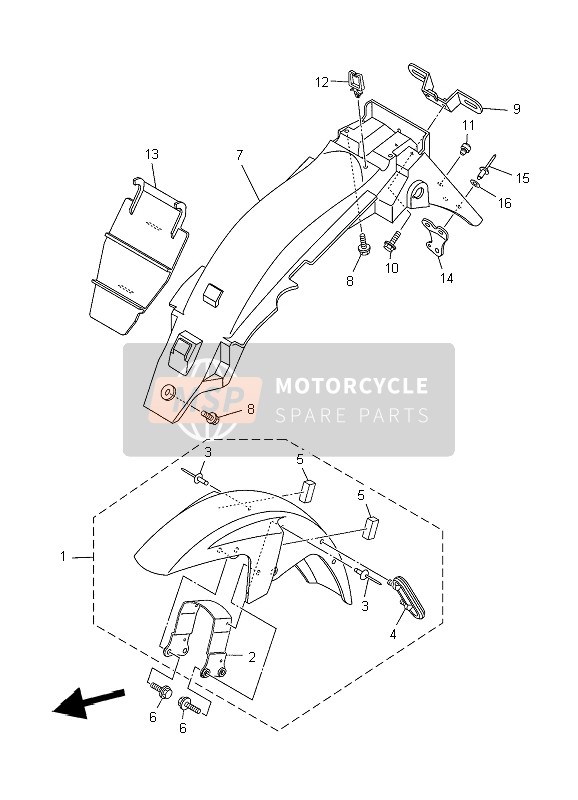 5VLY215112P2, VORDERRAD-KOTFLUGEL Kompl., Yamaha, 1