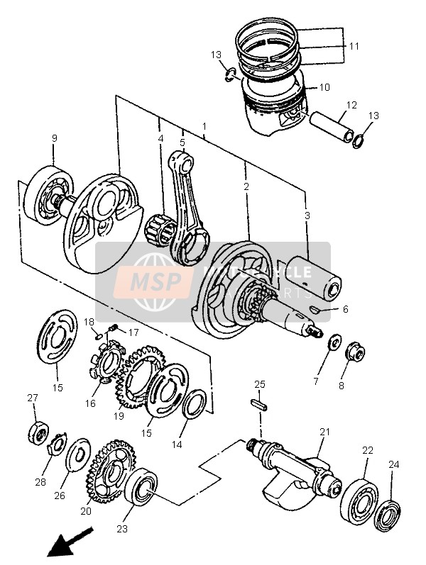 Yamaha TT600R 1997 Crankshaft & Piston for a 1997 Yamaha TT600R