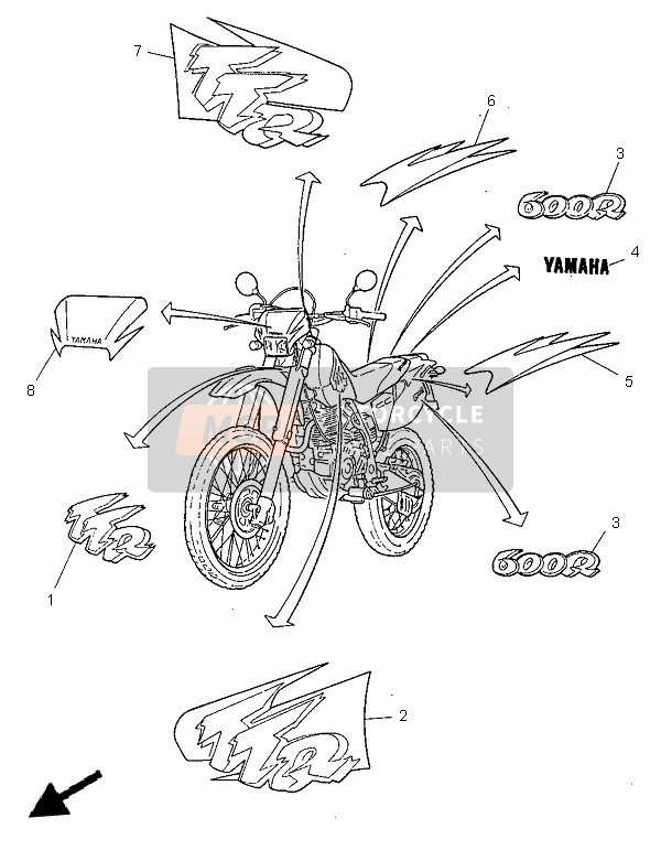 Yamaha TT600R 1997 Emblèmes pour un 1997 Yamaha TT600R