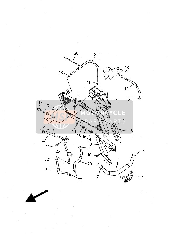 5DM1240J0000, Radiatordeksel ASSY1, Yamaha, 0