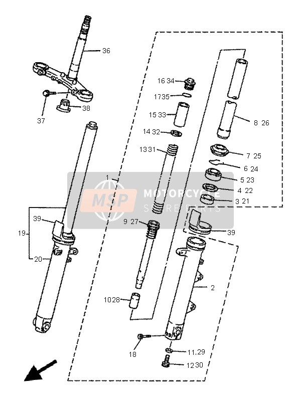 Yamaha XJ600N 1997 Front Fork for a 1997 Yamaha XJ600N