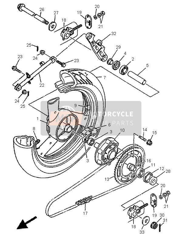 3YX221740000, Piatto Tendicatena      XJ600S, Yamaha, 2