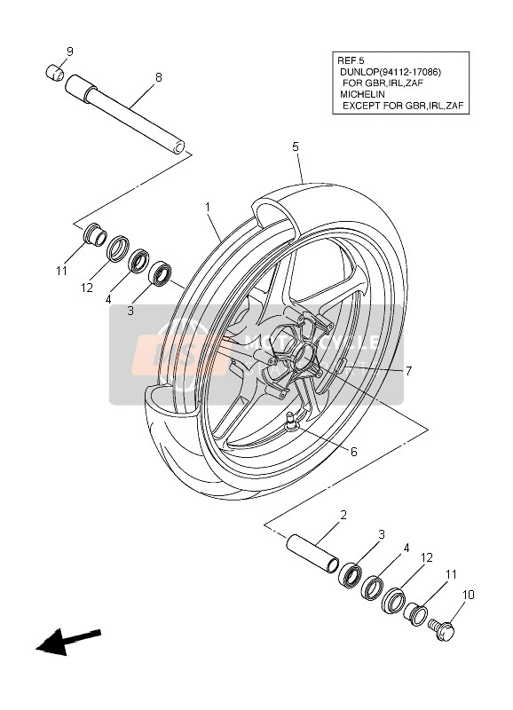 Yamaha YZF-R1 2006 Front Wheel for a 2006 Yamaha YZF-R1