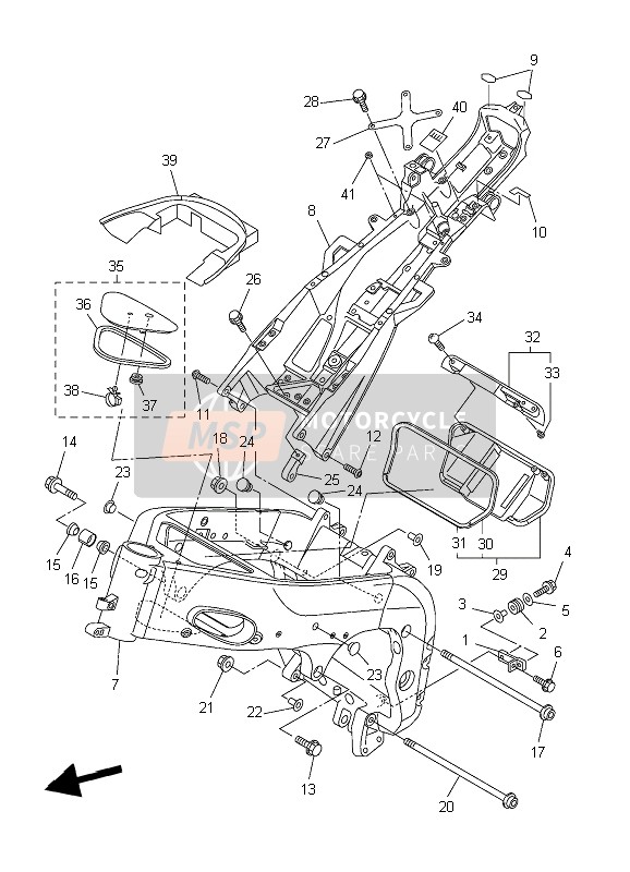 4B1214140000, Boss, Motorsteun, Yamaha, 0