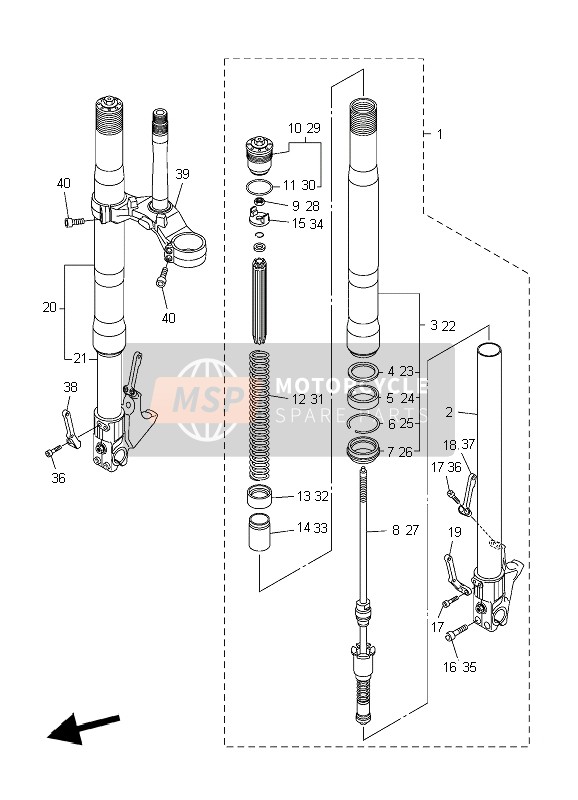 Yamaha YZF-R1S 2006 Forcella anteriore per un 2006 Yamaha YZF-R1S