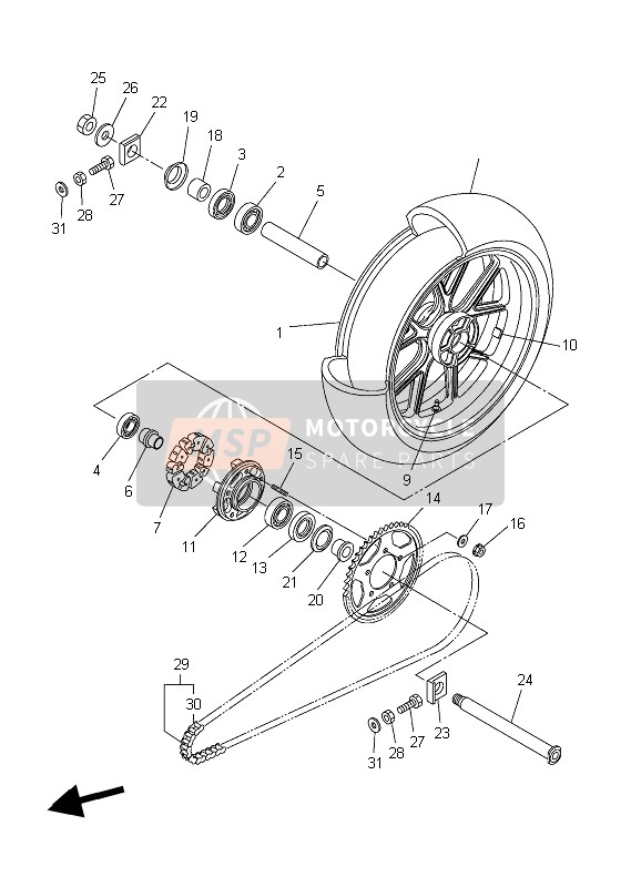 5VY253880000, Kettenspanner 1, Yamaha, 2