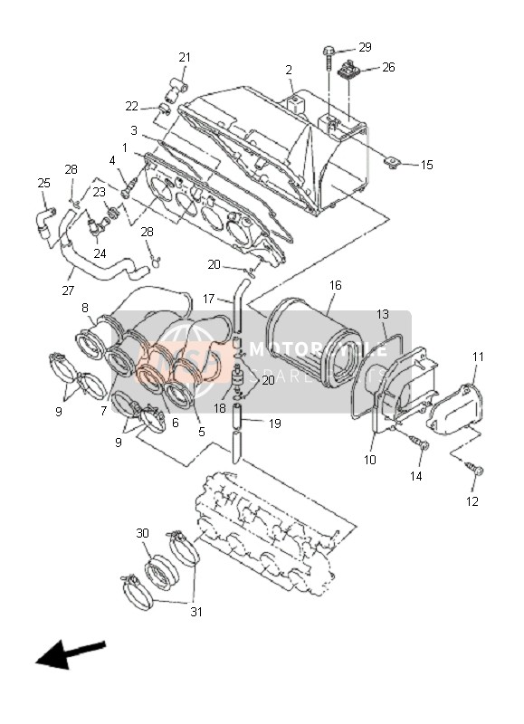 5JW111661000, Rohr, Beluftung 1, Yamaha, 0