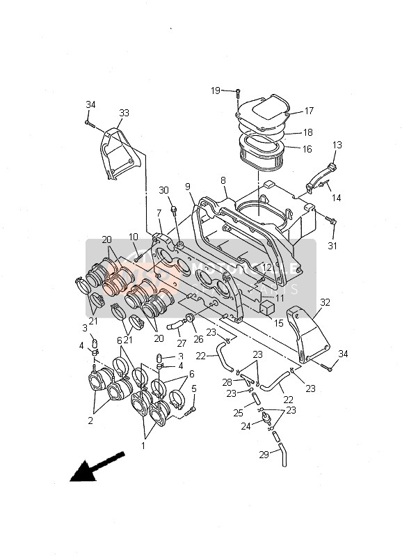 5DM135860100, Collettore Asp          FZS600, Yamaha, 0