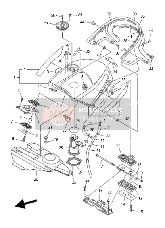 5JW241920100, Support 2,  Raservoir, Yamaha, 1