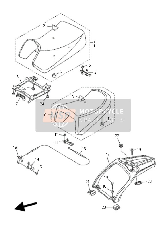 3P6247500100, Sella Passeggero      FJR1300A, Yamaha, 5