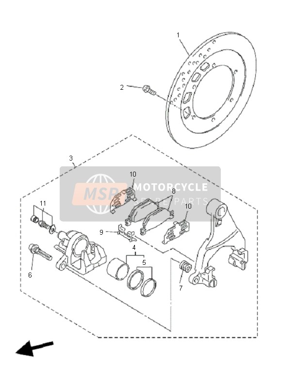 3P62580W0100, Caliper Assy, Rear 2, Yamaha, 0