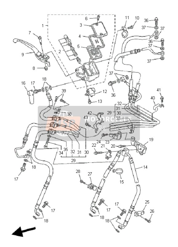 3P62584D0000, Hose,  Brake, Yamaha, 1