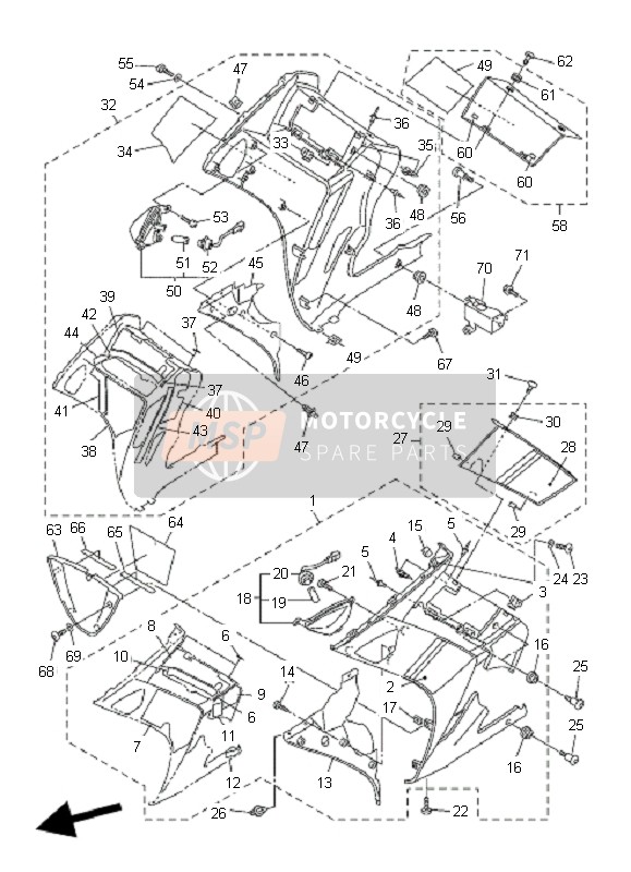 3P6W283A10P2, Visor, Side Assy 2, Yamaha, 0