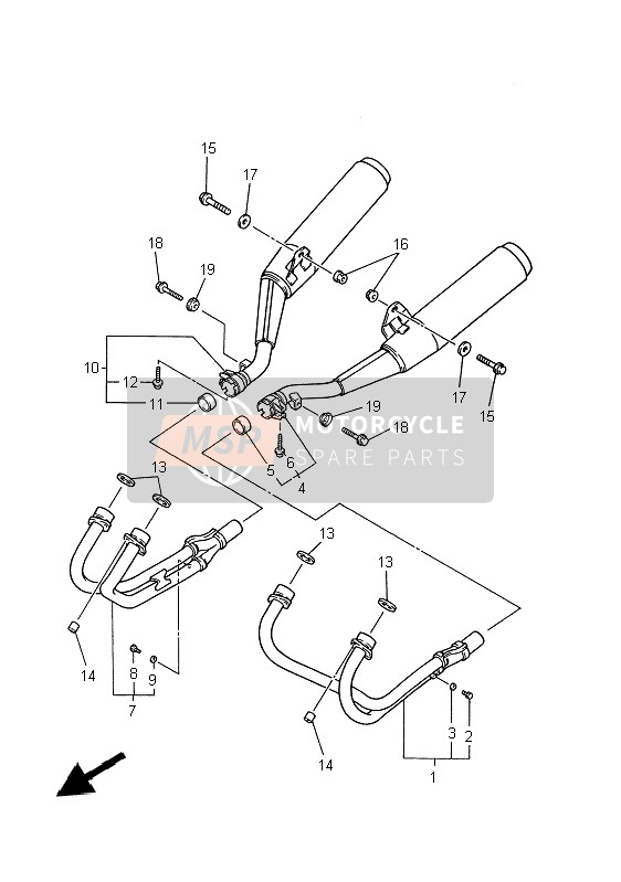 Yamaha XJ600S DIVERSION 1997 Échappement pour un 1997 Yamaha XJ600S DIVERSION