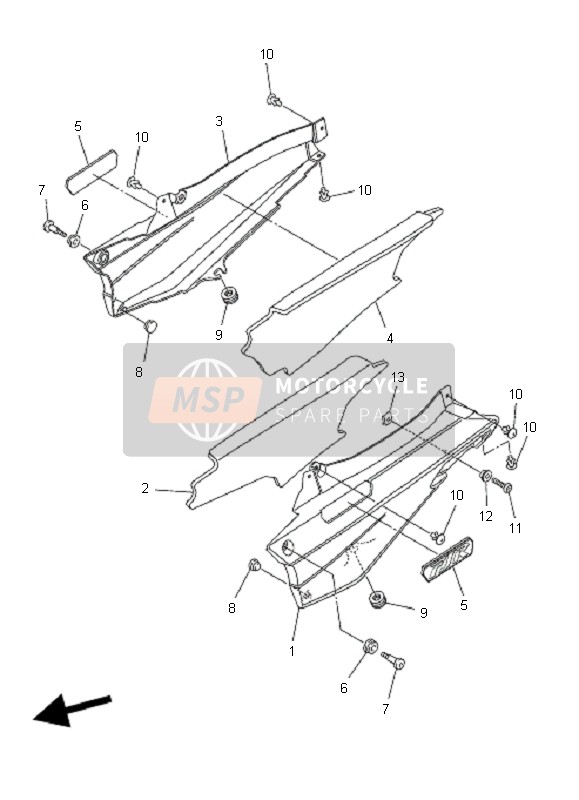 Yamaha FJR1300AS 2007 Cubierta lateral para un 2007 Yamaha FJR1300AS