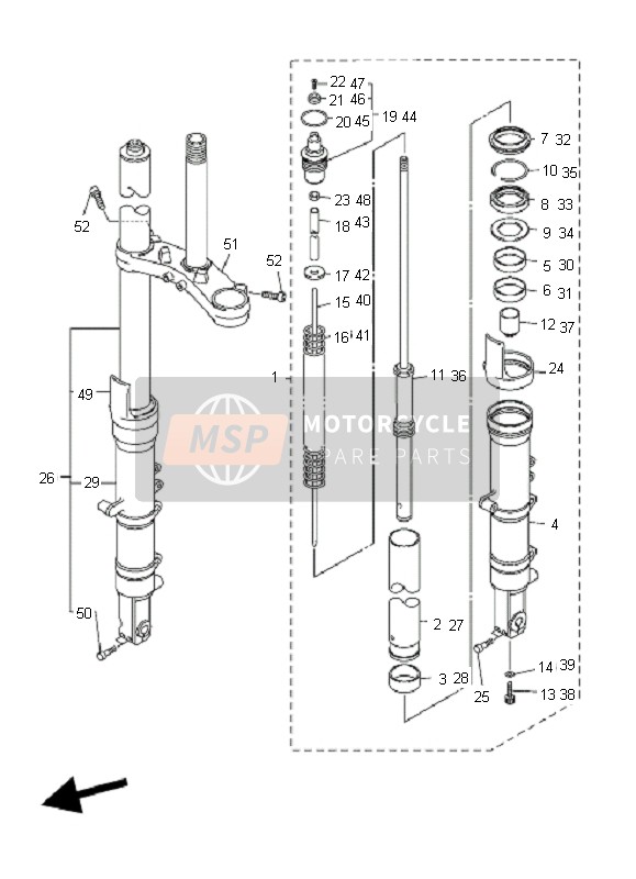 Yamaha FJR1300AS 2007 Forcella anteriore per un 2007 Yamaha FJR1300AS