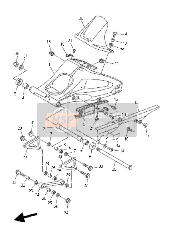 2D1221101100, Rear Arm Comp., Yamaha, 0