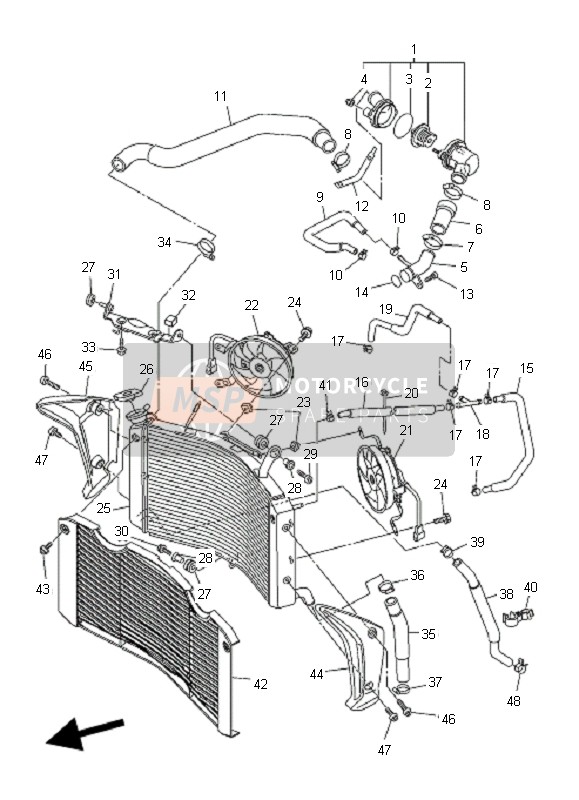 3C31240K00P0, Radiatordeksel Assy 2, Yamaha, 1