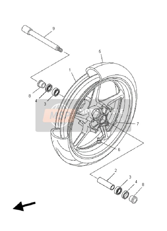 Yamaha FZ1-S FAZER 2007 Ruota anteriore per un 2007 Yamaha FZ1-S FAZER