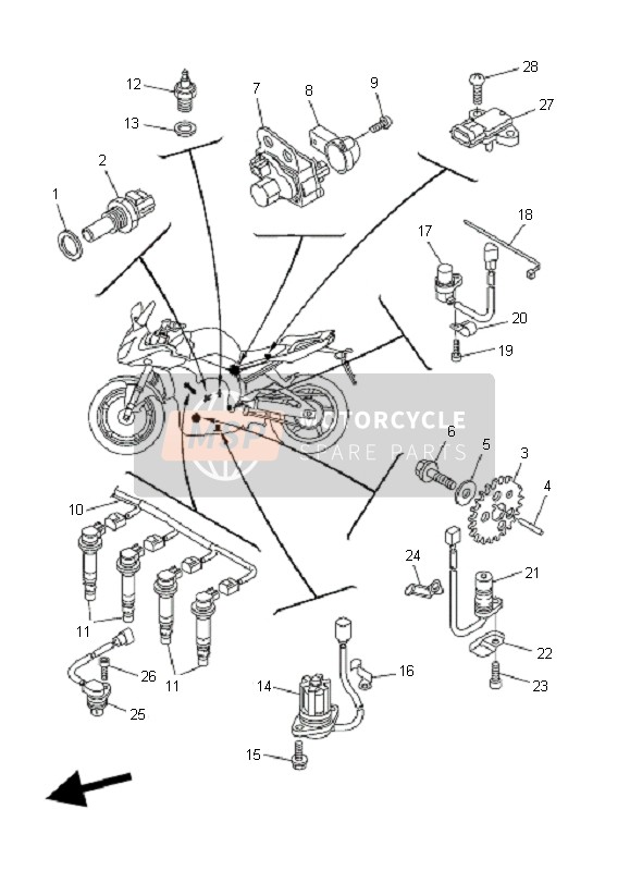 Yamaha FZ1-S FAZER 2007 Electrical 1 for a 2007 Yamaha FZ1-S FAZER