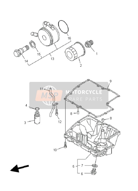 Yamaha FZ1-SA FAZER 2007 Oliefilter voor een 2007 Yamaha FZ1-SA FAZER