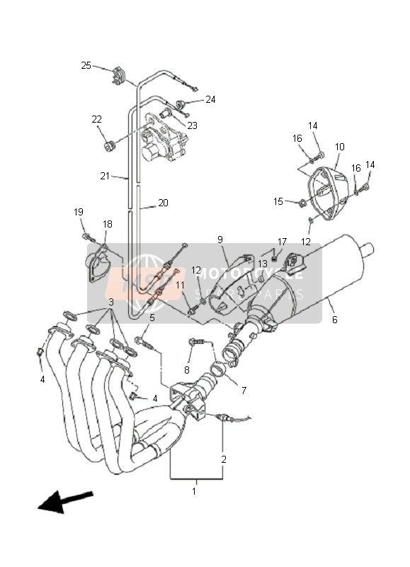 Yamaha FZ1-SA FAZER 2007 Uitlaat voor een 2007 Yamaha FZ1-SA FAZER