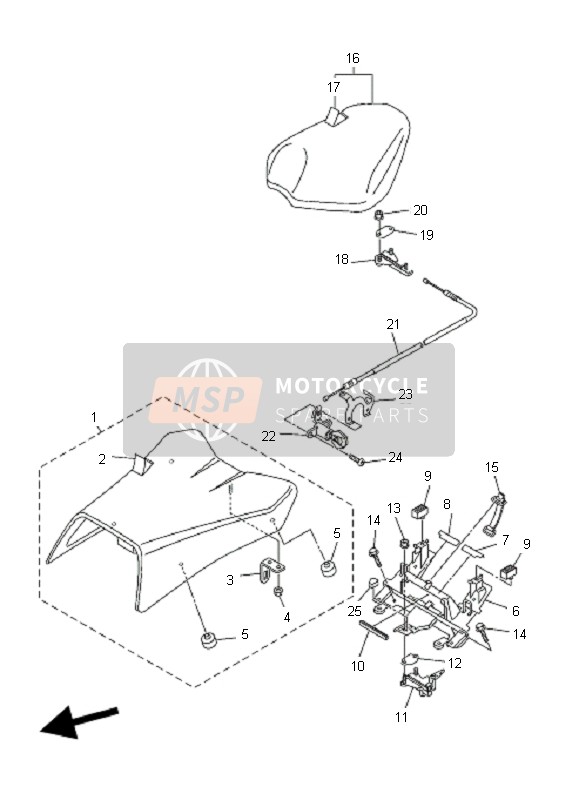 Yamaha FZ1-SA FAZER 2007 Siège pour un 2007 Yamaha FZ1-SA FAZER