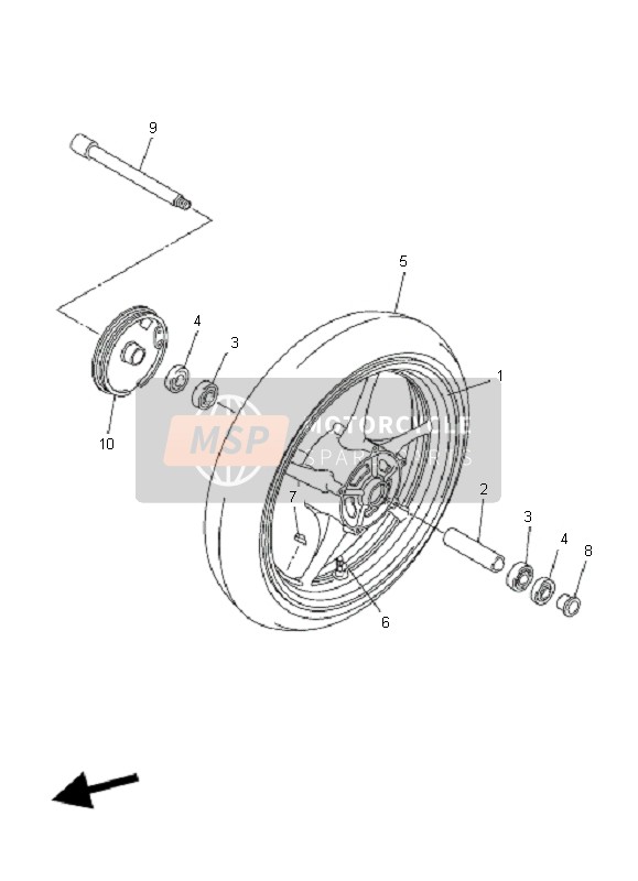 5D0W25160098, Cast Wheel,  Front, Yamaha, 0