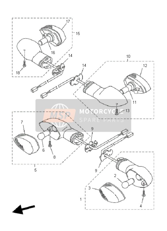 Yamaha FZ1-SA FAZER 2007 Luce lampeggiante per un 2007 Yamaha FZ1-SA FAZER