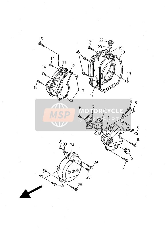 Yamaha FZS600SP 2000 Crankcase Cover 1 for a 2000 Yamaha FZS600SP