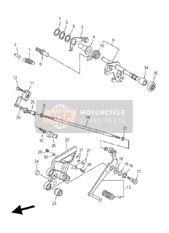 Yamaha FZ6-NHG 2007 Albero del cambio per un 2007 Yamaha FZ6-NHG