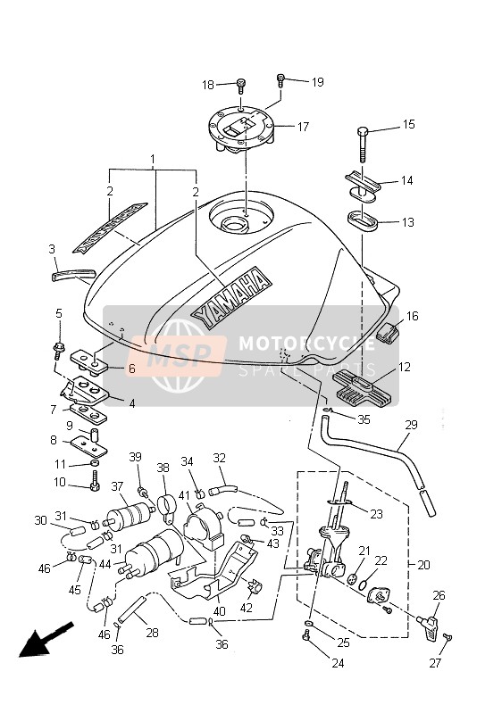 Yamaha XJ600S DIVERSION 1997 Fuel Tank for a 1997 Yamaha XJ600S DIVERSION