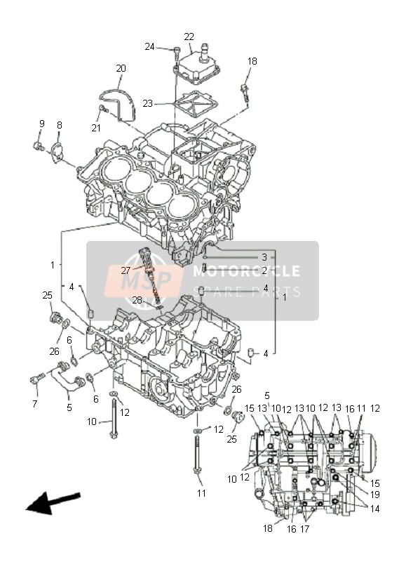 Yamaha FZ6-SA FAZER 2007 Carter voor een 2007 Yamaha FZ6-SA FAZER