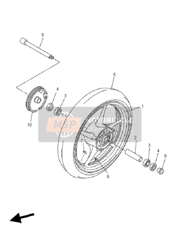 Yamaha FZ6-SA FAZER 2007 Rueda delantera para un 2007 Yamaha FZ6-SA FAZER