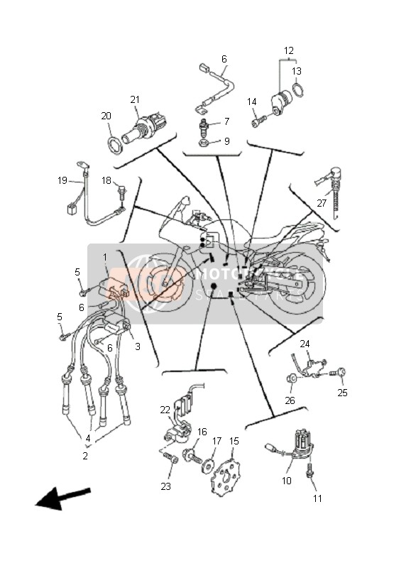 Yamaha FZ6-SA FAZER 2007 Eléctrico 1 para un 2007 Yamaha FZ6-SA FAZER