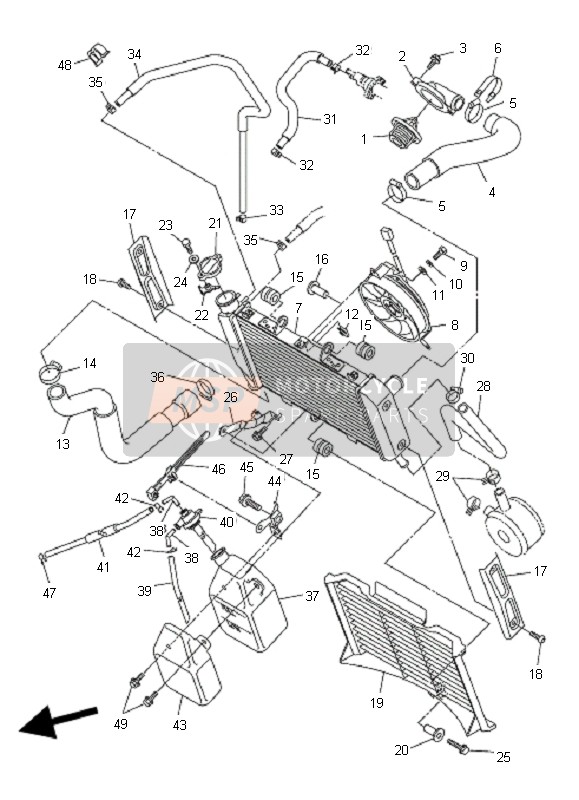 Yamaha FZ6-SAHG 2007 Radiateur & Tuyau pour un 2007 Yamaha FZ6-SAHG