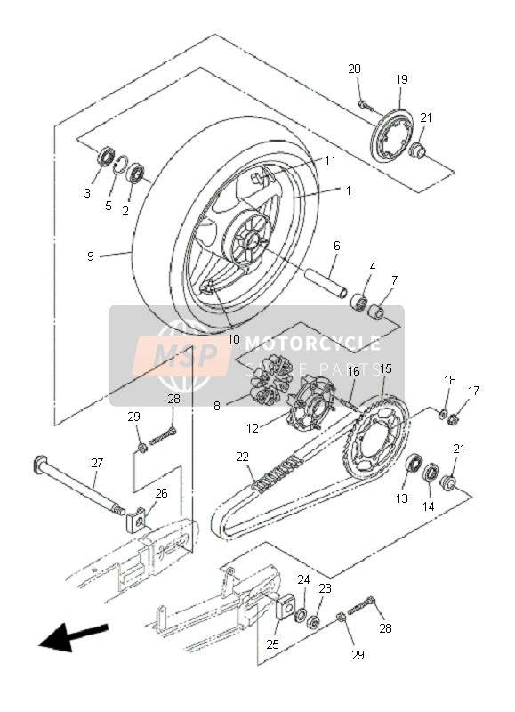 Yamaha FZ6-SAHG 2007 Rueda trasera para un 2007 Yamaha FZ6-SAHG