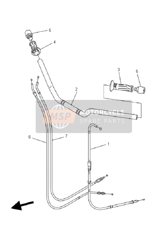 Yamaha FZ6-SAHG 2007 Poignée de direction & Câble pour un 2007 Yamaha FZ6-SAHG