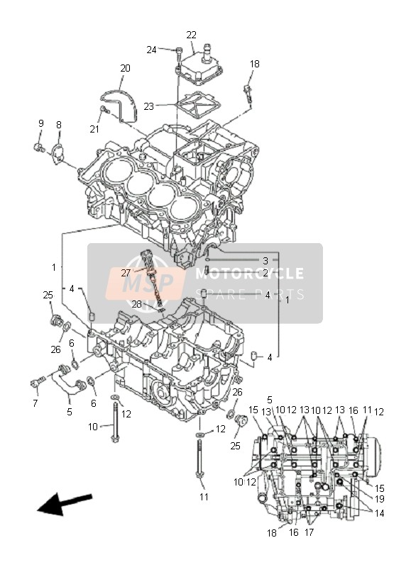 Yamaha FZ6-SHG FAZER 2007 Caja Del Cigüeñal para un 2007 Yamaha FZ6-SHG FAZER