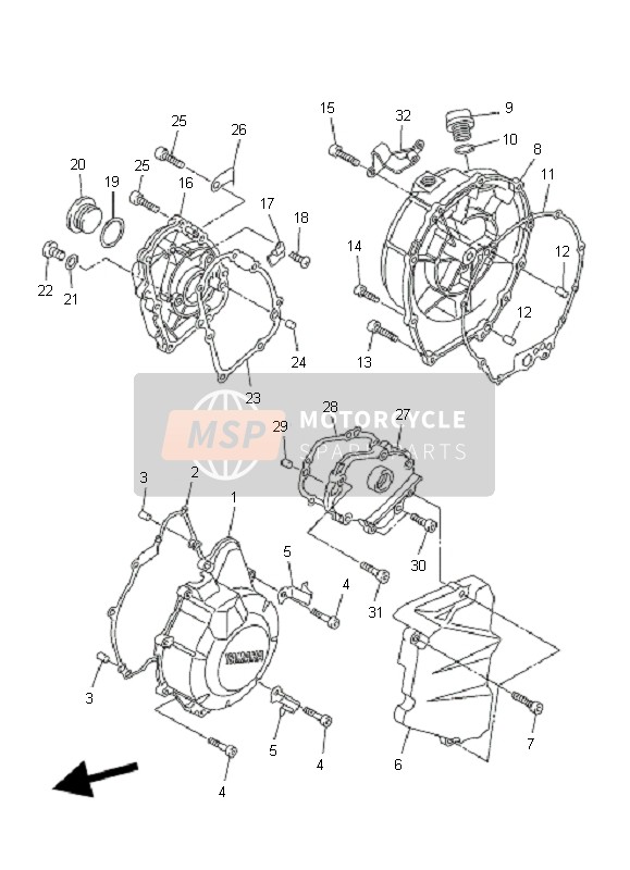 Yamaha FZ6-SHG FAZER 2007 Couvercle de carter 1 pour un 2007 Yamaha FZ6-SHG FAZER