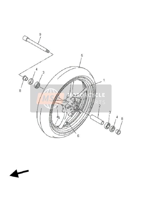 Yamaha FZ6-SHG FAZER 2007 Voorwiel voor een 2007 Yamaha FZ6-SHG FAZER