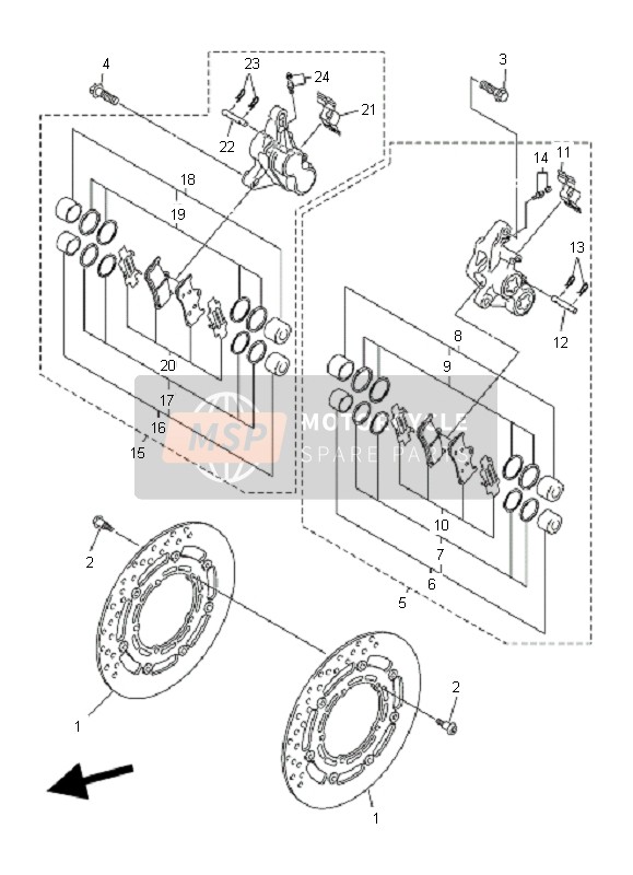 Yamaha FZ6-SHG FAZER 2007 Pinza freno anteriore per un 2007 Yamaha FZ6-SHG FAZER