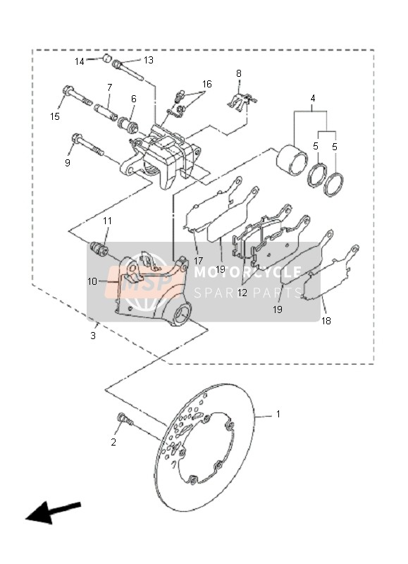 Yamaha FZ6-SHG FAZER 2007 Pinza de freno trasero para un 2007 Yamaha FZ6-SHG FAZER