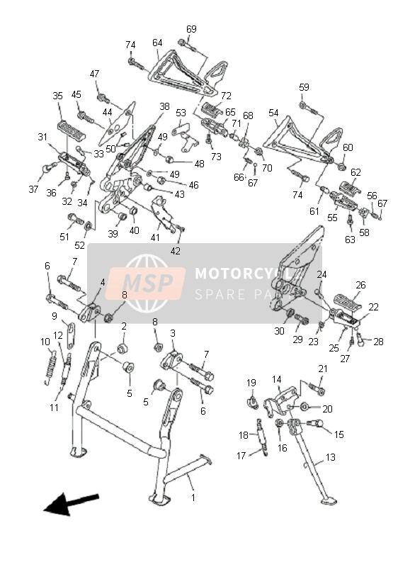 Yamaha FZ6-SHG FAZER 2007 In Piedi & Poggiapiedi per un 2007 Yamaha FZ6-SHG FAZER