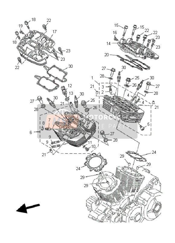 Yamaha MT01 2007 ZYLINDERKOPF für ein 2007 Yamaha MT01