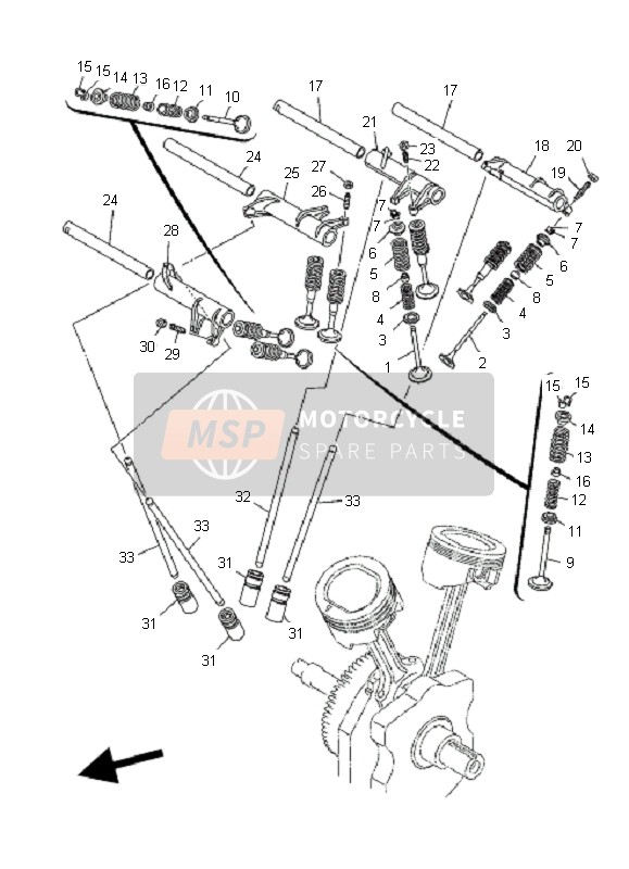 26H121170000, Klepveerhouder, Yamaha, 2