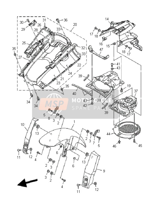 5YU216290000, Paraspruzzi              MT-01, Yamaha, 3