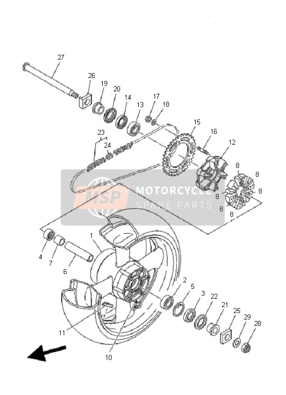 5YU253880000, Puller, Chain 1, Yamaha, 0