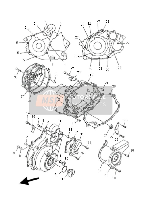 5YKE54210000, Couvercle 2,  Carter, Yamaha, 2