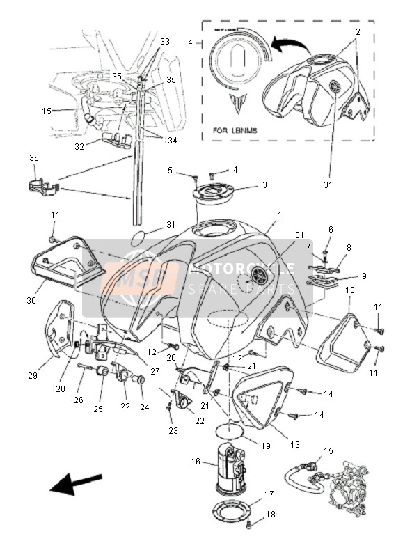 5YKF137A2000, Scoop Air Assy. 1, Yamaha, 0